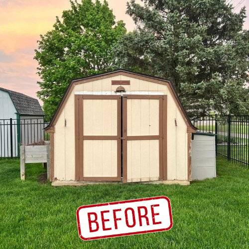 Shed demolition for resident in Valparaiso. Before shed removal