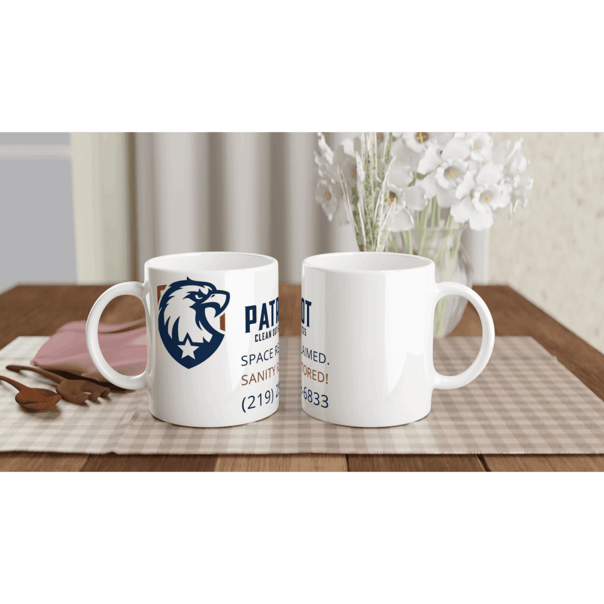 Patriotic coffee cups by Patriot Clean Out Service, 11oz, ceramic, white - Print Material -