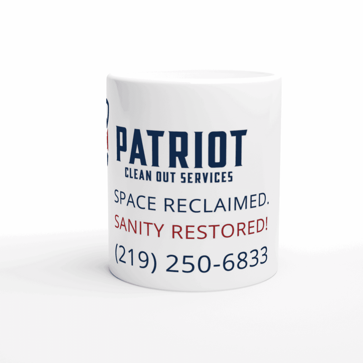 Patriotic coffee cups by Patriot Clean Out Service, 11oz, ceramic, white - Print Material -