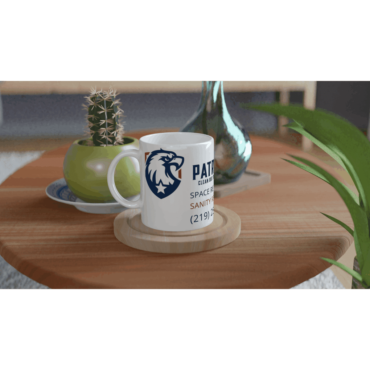 Patriotic coffee cups by Patriot Clean Out Service, 11oz, ceramic, white - Print Material -