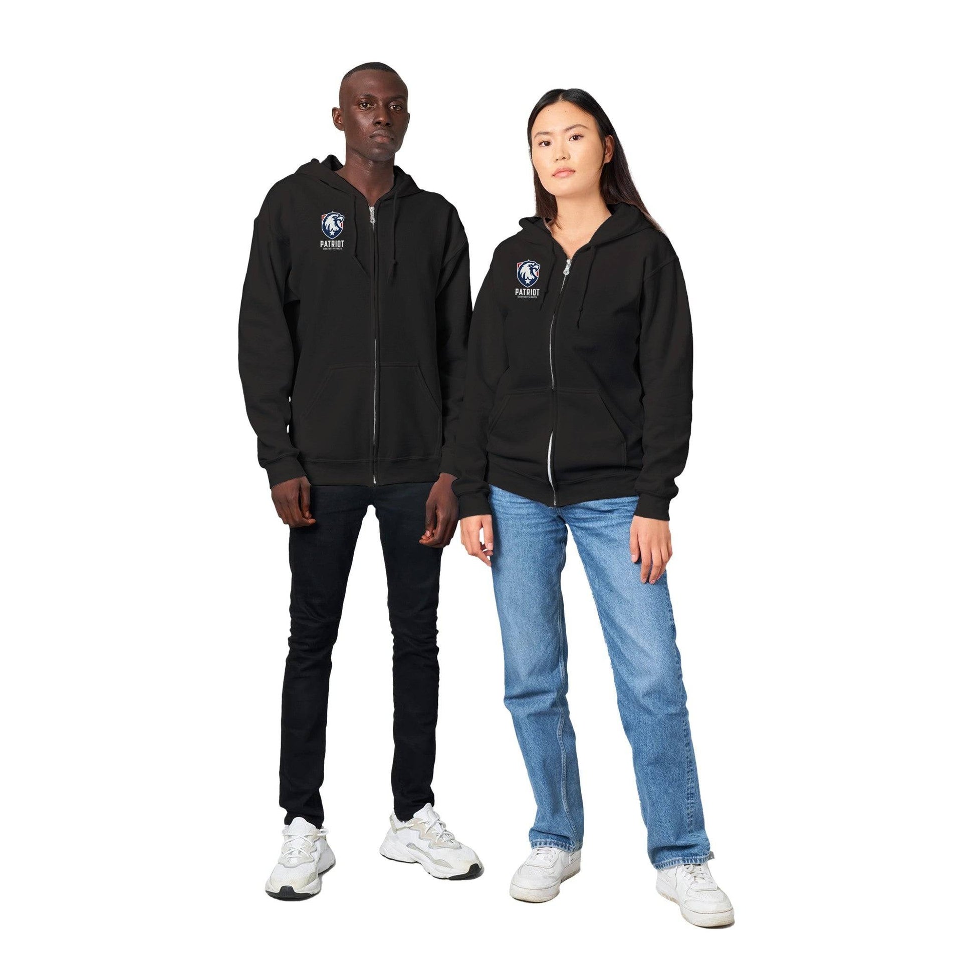 Patriotic Zip Up Hoodie - Unisex - Print Material - White