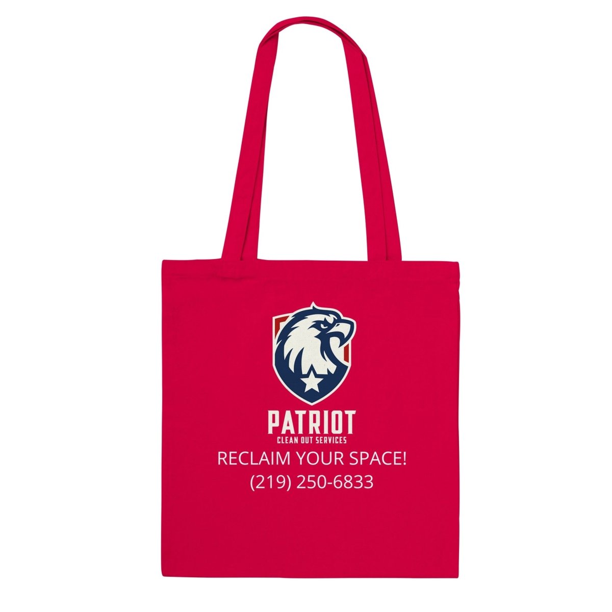 Patriotic Tote Bag with Patriot Clean Out Logo and long handles - Print Material - Red