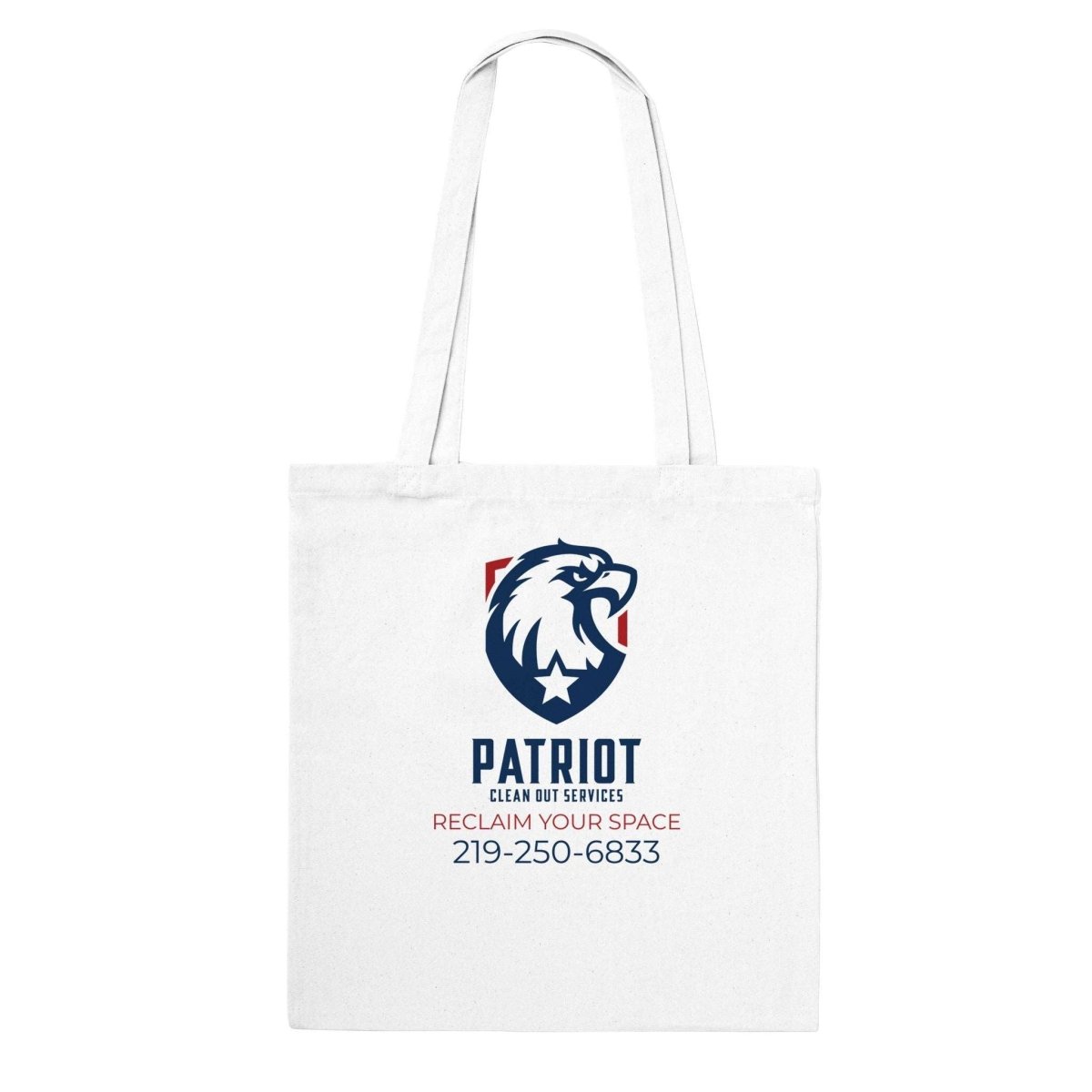 Patriotic Tote Bag with Patriot Clean Out Logo and long handles - Print Material - Navy